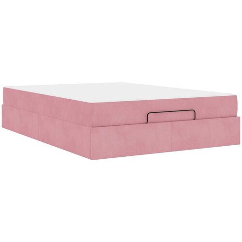vidaXL Posteljni okvir z vzmetnico z vzmetnico 2 pcs Roza Žamet, (5000123928) Cene