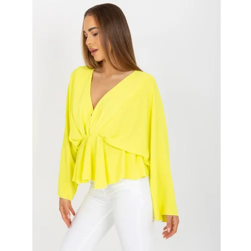 Fashion Hunters Yellow one size blouse with Raquel's V-neck