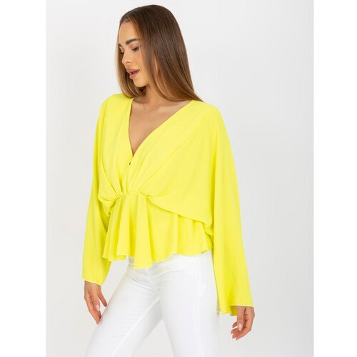 Fashion Hunters Yellow one size blouse with Raquel's V-neck Cene