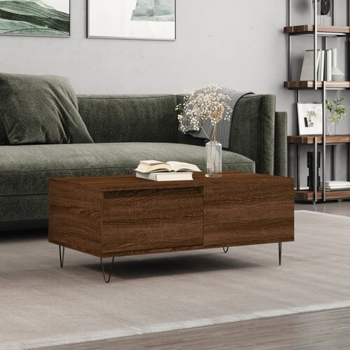 The Living Store Klubska mizica rjav hrast 90x50x36,5 cm inženirski les - Klubska Mizica, (21574952) Slike