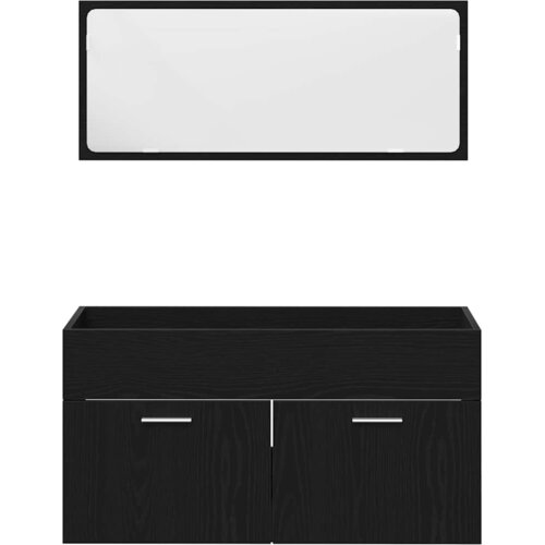  Set namje&amp;scaron;taja za kupaonicu 3 kom. Crni hrast Konstruirano drvo Crna 90 x 38,5 x 46 cm Slike