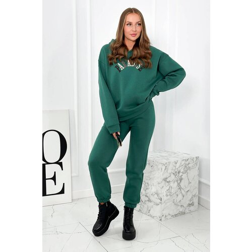 Kesi Cotton set with embroidered Paradise green inscription Slike