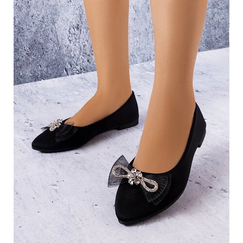Gemre Black ballet flats with a bow and rhinestones LaGarde Slike
