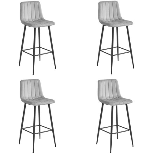 Brandless POZZA hocker - srebrno siv žamet / črne noge x 4, (22060693) Cene