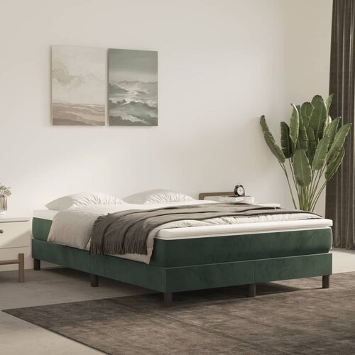 vidaXL Vzmetnica z žepkasto vzmetjo temno zelena 140x210x20 cm žamet Cene