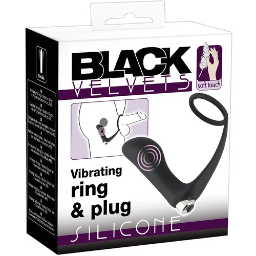 Black Velvets Black Velvet - Silikonski analni vibrator z obročkom za penis (črn) Cene