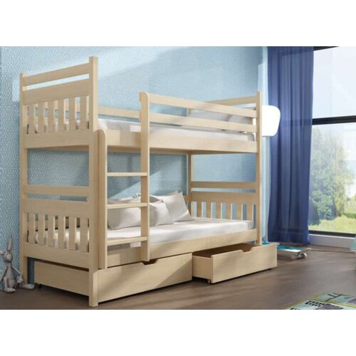 Adas drveni dečiji krevet na sprat sa fiokom - svetlo drvo - 180x80 cm Cene