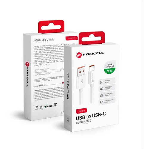 forcell USB kabal FORCELL C336 USB Type C 60w 4.0 1m beli Cene