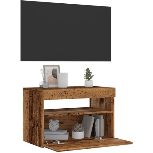 VidaXL TV omarica z LED starinski les 60x35x40 cm inženirski les Slike
