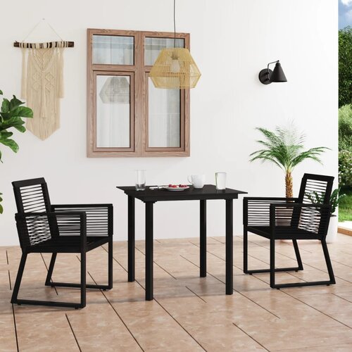 PVC 3-dijelni vrtni blagovaonski set od ratana crni Slike