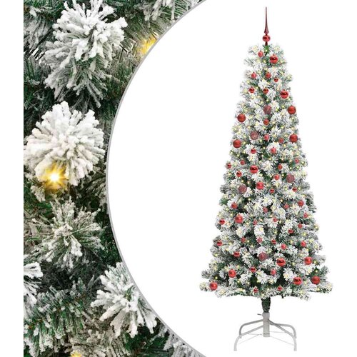 vidaXL Umjetno božićno drvce s nogom Zelena i bijela 210 cm PVC Cene