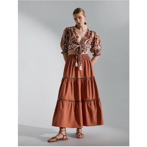 Koton Long Bohemian Skirt Waist Elastic Cotton Slike