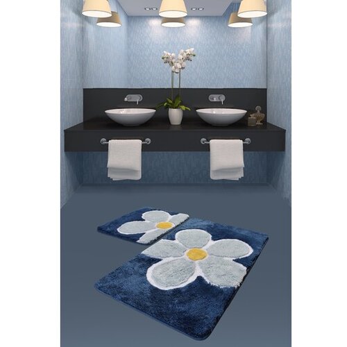 Lessentiel Maison Flower prostirka za kupanje, 2 komada, Teget Cene