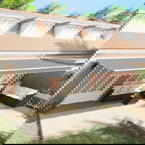 VidaXL Senčnik Bela 6 x 3 m Kovina Slike