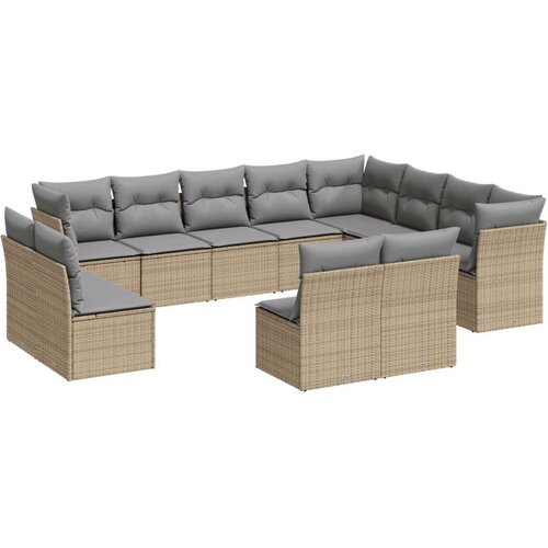 vidaXL 12-dijelni set vrtnih sofa od poliratana s jastucima bež Cene