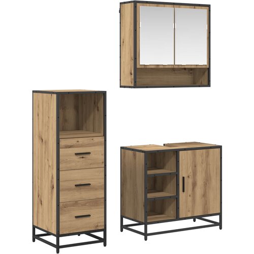  Set namje&scaron;taja za kupaonicu s ladicama 3 pcs Umjetnički hrast Cijene