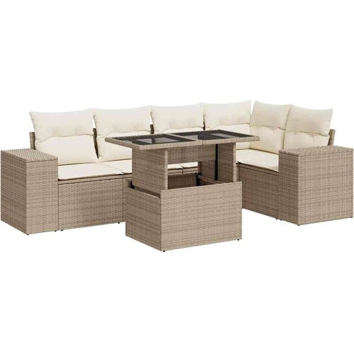VidaXL 6-dijelni set vrtnih sofa s jastucima bež od poliratana Slike