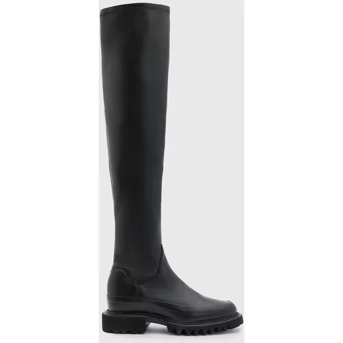 AllSaints Kožne čizme Leona Boot za žene, boja: crna, ravni potplat, WF587Z