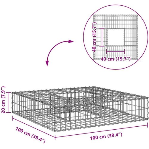  Gabionski uzdignuti krevet Srebrno 100 x 100 x 20 cm - 100 x 100 x 20 cm Slike