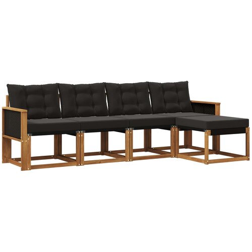vidaXL Zunanja garnitura za sedenje z blazino 5 pcs Naravna in črna, (5000282414) Cene