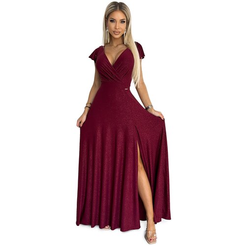 Numoco Women&amp;#039;s shiny long dress with a neckline Slike