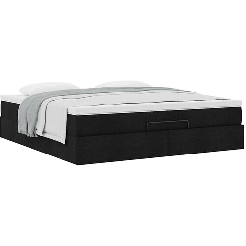 VidaXL Otomanski okvir kreveta s madracima crni 200x200cm od tkanine Slike
