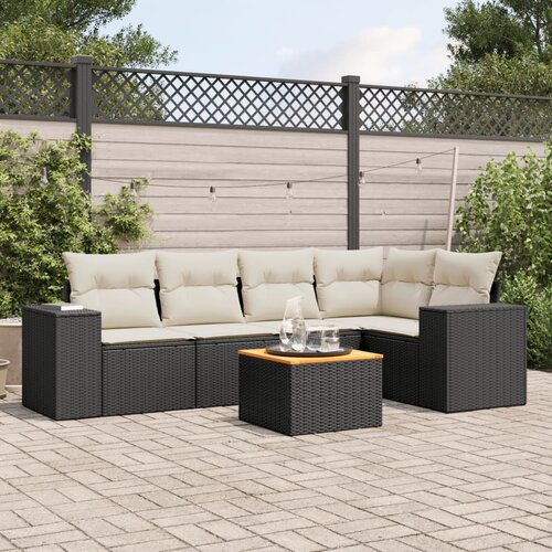  6-dijelni set vrtnih sofa s jastucima crni od poliratana Cijene