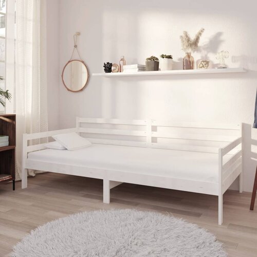 The Living Store Dnevna postelja z vzmetnico 90x200 cm bela trdna borovina - Dnevna Postelja, (21508712) Cene
