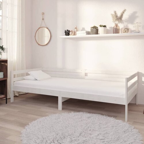 VidaXL Dnevna postelja bela trdna borovina 90x200 cm Slike