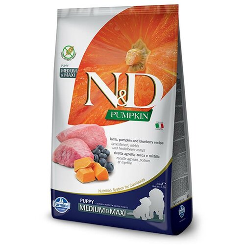 N&d suva hrana za štence pumpkin medium/maxi jagnjetina, bundeva i borovnica 2.5kg Slike
