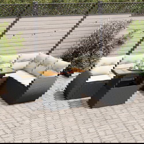 VidaXL 7-dijelni set vrtnih sofa od poliratana s jastucima crni Slike