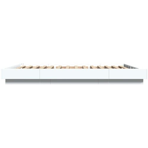 VidaXL Okvir kreveta s LED svjetlima bijeli 135 x 190 cm drveni Slike