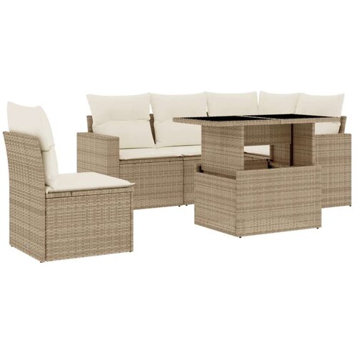 VidaXL 6-dijelni set vrtnih sofa s jastucima bež od poliratana Slike