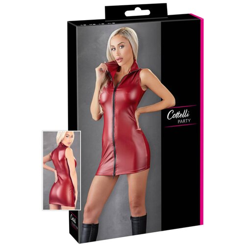 Cottelli Party - bleščeča mini obleka brez rokavov z zadrgo (bordo) - XL Cene