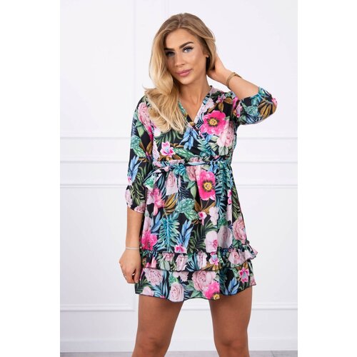 Kesi Floral dress with waist tie black Cijene