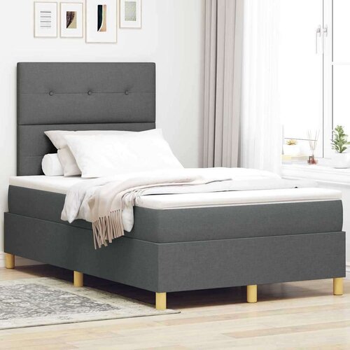 vidaXL Box Spring Krevet s madracem & LED Tamno siva 120x190 cm Tkanina Cene