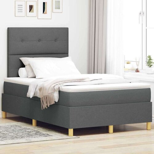 vidaXL vzmetnica s podlago in LED temno siva 120x190 cm tkanina Cene