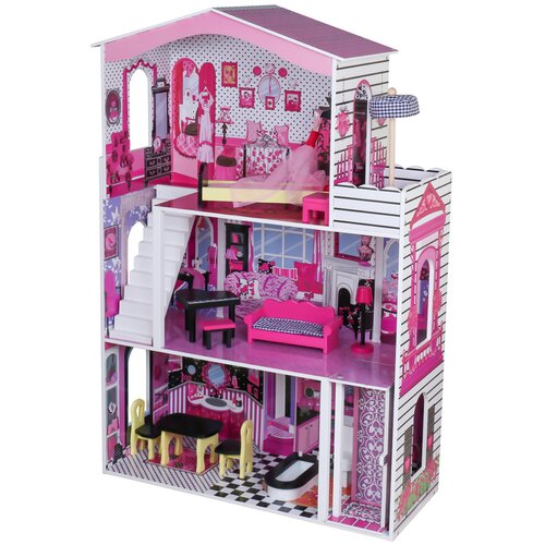 Lean_Toys Lesena hiška za igro Camellia roza Cene