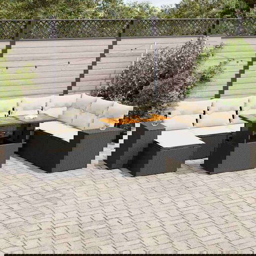vidaXL 9-dijelni set vrtnih sofa s jastucima crni od poliratana bagrem Cene