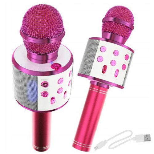 Ltc karaoke bluetooth mikrofon z zvočnikom ter rgb osvetlitvijo roza Cene