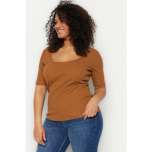 Trendyol Curve Plus Size T-Shirt - Orange - Regular fit Cene