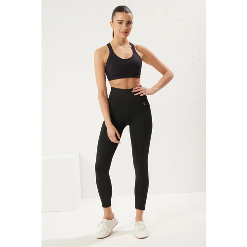 Trendyol Black Reflective Print Detail Full Length Knitted Sports Tights