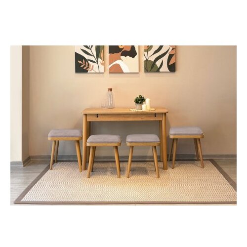 Hanah home vina mini 06 0701 oak soho grey set stola stolica i klupe Slike