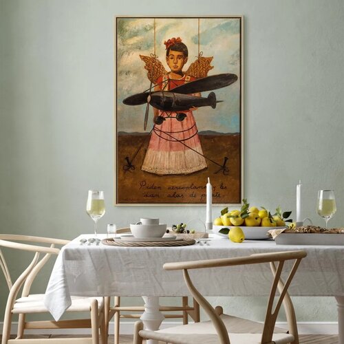  Slika - Frida Kahlo &amp;ndash; They Asked for Planes and Got Straw Wings 60x90 U prirodnom drvenom okviru Slike