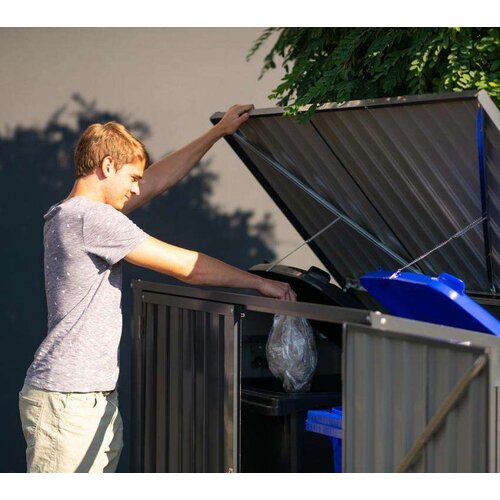  Westman - Metalno spremi&amp;scaron;te za kante za smeće / spremi&amp;scaron;te za alat i bickle - 100x172x131 cm Slike