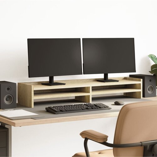 VidaXL Stalak za monitor boja hrasta 100x24x16 cm konstruirano drvo Slike