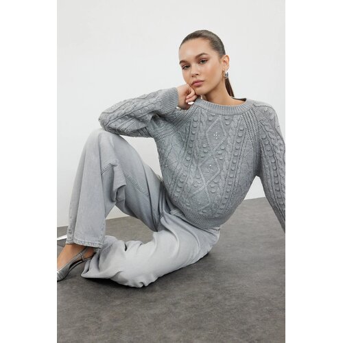TRENDYOLMILLA ženski duks TWOAW24KZ00144, siva-siva Cene