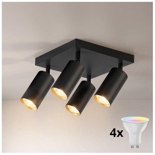 Brilagi LED RGBW prigu&amp;scaron;iva spot svetiljka SELE SQUARE 4xGU10/6,5W/230V crna/zlatna Slike