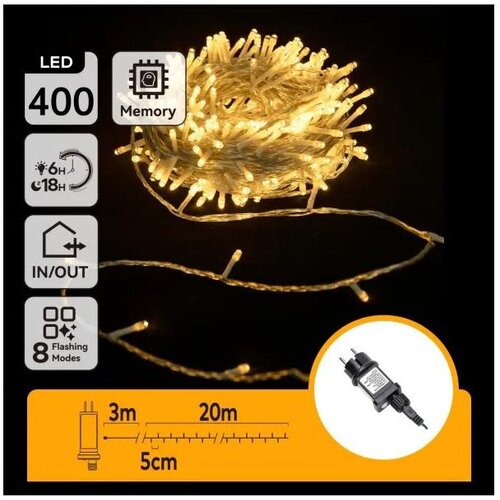 Aigostar LED spoljni svetlosni lanac 400xLED/6W/230V, 20 m, IP44, topla bela Slike