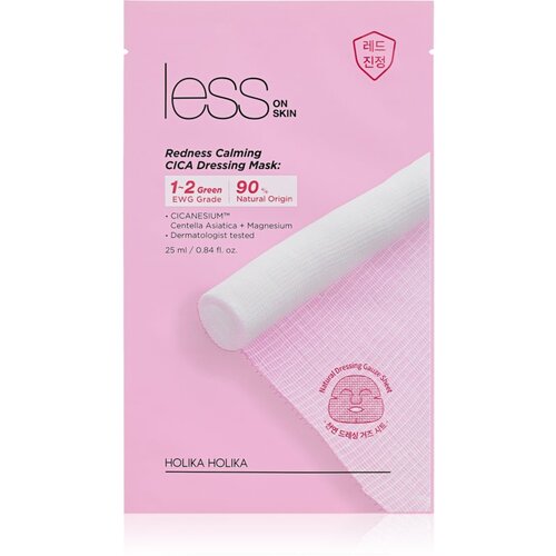 Holika Holika Less On Skin Redness Calming CICA Sheet maska s umirujućim učinkom za osjetljivu i nadraženu kožu lica 25 ml Slike